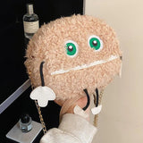 Fluffy Chain Crossbody Bag Plush Small Round Bag