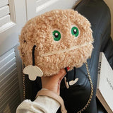 Fluffy Chain Crossbody Bag Plush Small Round Bag