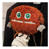 Fluffy Chain Crossbody Bag Plush Small Round Bag