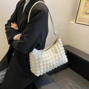 Women Shoulder Bags Casual Handbags Zipper Pleated Large Hobo Totes