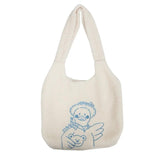 Soft Shopping Bags School Bag for Girls Women Lamb Fabric Shoulder Bag Fluffy Fu