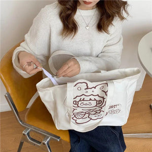 Cartoon Cloth Stickers Handbags Canvas Shoulder Bags Totes Girl satchels