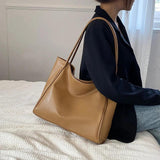 Oilskin Tote Bag Women's Soft PU Leather Shoulder Bag Girl