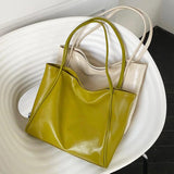 Oilskin Tote Bag Women's Soft PU Leather Shoulder Bag Girl