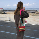 Boho Beach Bag Large Capacity Lightweight Shoulder Tote Wrist Pouch