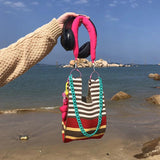 Boho Beach Bag Large Capacity Lightweight Shoulder Tote Wrist Pouch