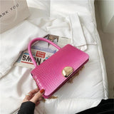 Small Square Flap Bag Stone Pattern Lock Chain Shoulder Messenger Bag