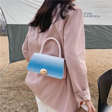 Small Square Flap Bag Stone Pattern Lock Chain Shoulder Messenger Bag