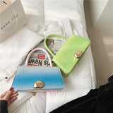 Small Square Flap Bag Stone Pattern Lock Chain Shoulder Messenger Bag