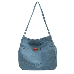 Denim Women Tote Bag Cotton Cloth Shoulder Bags for Large Shoppers