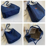 Denim Women Tote Bag Cotton Cloth Shoulder Bags for Large Shoppers