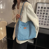 Denim Women Tote Bag Cotton Cloth Shoulder Bags for Large Shoppers
