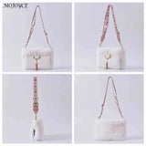 Plush Underarm Handbag with Chain Tassel for Women Girls