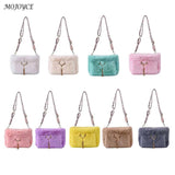 Plush Underarm Handbag with Chain Tassel for Women Girls