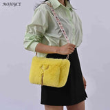 Plush Underarm Handbag with Chain Tassel for Women Girls