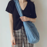 Canvas Shoulder Crossbody Women's Bag Denim Girl Students Messenger Book Bag