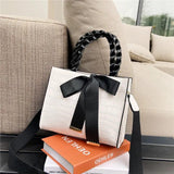 Crocodile Pattern Crossbody Bag with Bow Handbag