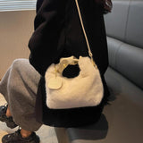 Faux Fur Handbags Small Lady Shoulder Crossbody Bag Casual Tote