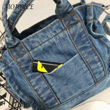 Women Denim Crossbody Bag Casual Satchel Girl Totes Soft Handbag