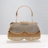 Diamond-Studded Tassel Evening Bag Wedding Purse
