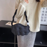 Velvet Pea Shaped Shoulder Bag Puffy Handbag