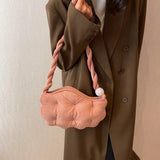 Velvet Pea Shaped Shoulder Bag Puffy Handbag