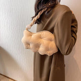 Velvet Pea Shaped Shoulder Bag Puffy Handbag