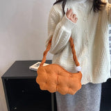 Velvet Pea Shaped Shoulder Bag Puffy Handbag