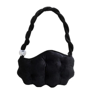 Velvet Pea Shaped Shoulder Bag Puffy Handbag