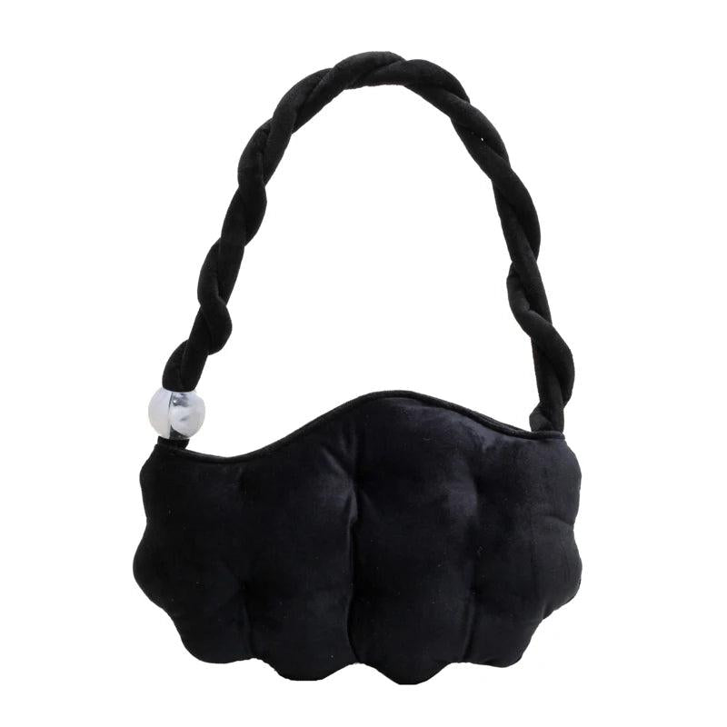 Velvet Pea Shaped Shoulder Bag Puffy Handbag