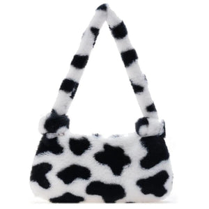 Winter Plush Handbag Animal Pattern Small Tote Bags For Women