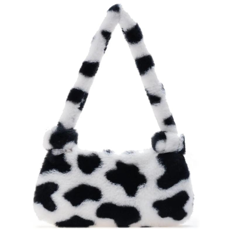 Winter Plush Handbag Animal Pattern Small Tote Bags For Women