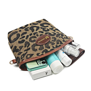 Leopard Print Leather Shoulder Bag Women Crossbody Handbag Messenger Bag