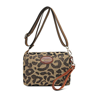 Leopard Print Leather Shoulder Bag Women Crossbody Handbag Messenger Bag