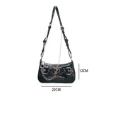 Metal Heart Y2K Novelty Punk School Shoulder Handbags For Ladies