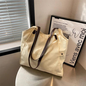 Vintage Canvas Shoulder Bag Large Capacity Zipper Bookbag Handbag