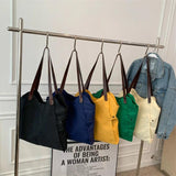 Vintage Canvas Shoulder Bag Large Capacity Zipper Bookbag Handbag