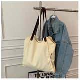 Vintage Canvas Shoulder Bag Large Capacity Zipper Bookbag Handbag