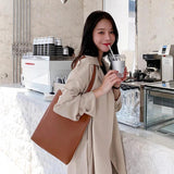 Women's Large Capacity PU Leather Shoulder Bag Dual-sided Handbag