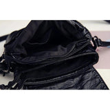 Soft Wash PU Leather Shoulder Bag for Women Rivet Handbag Crossbody Purse