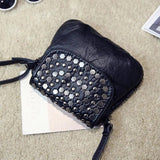 Soft Wash PU Leather Shoulder Bag for Women Rivet Handbag Crossbody Purse