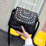 Soft Wash PU Leather Shoulder Bag for Women Rivet Handbag Crossbody Purse