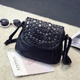 Soft Wash PU Leather Shoulder Bag for Women Rivet Handbag Crossbody Purse