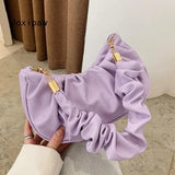 Autumn Folds Pu Leather Shoulder Bag for Women Chain Handbag