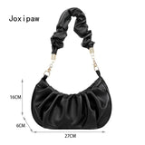 Autumn Folds Pu Leather Shoulder Bag for Women Chain Handbag