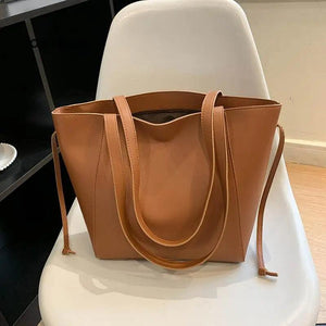 Vintage Solid PU Leather Bow Shoulder Bag for Women