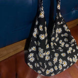 Vintage Floral Cotton Shoulder Bag for Women Large Capacity Handbag