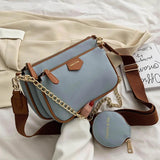 Women Small PU Leather Shoulder Bag Three in One Handbags