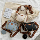 Women Small PU Leather Shoulder Bag Three in One Handbags