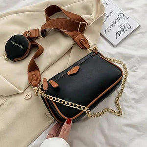 Women Small PU Leather Shoulder Bag Three in One Handbags